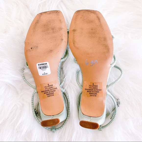 EXPRESS Mint Green Square Toe Heeled Sandals - Picture 8 of 10